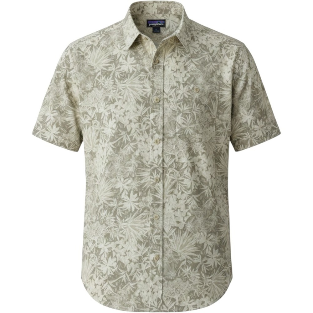 Patagonia Mens Organic Cotton Tropical Floral Short Sleeve Button Down Shirt M